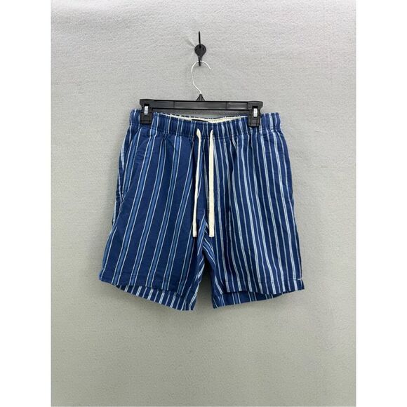 Banana Republic Mens Blue Striped Linen Blend Drawstring Ombra Shorts Small - Picture 1 of 7